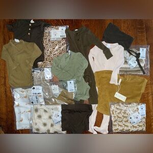 7 piece earthy nature natural 3-6 month bundle lot baby clothes gender neutral